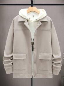 Manfinity Homme Men's Flap Pocket Summer Casual Shacket, Fall