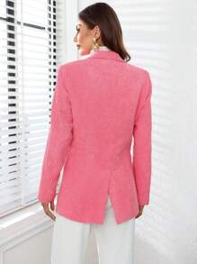GENKIRA Solid Single Breasted Blazer - Pink - View 2