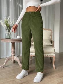 SHEIN EZwear 七分至九分長褲 - 軍綠色 - 查看 6