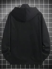 Manfinity Hypemode 男士寬鬆版聖誕印花束口保暖連帽衛衣 - 黑色 - 查看 3