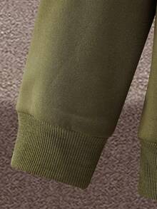 Manfinity Homme Hombres Capucha Térmica Con Cordón Y Estampado De Letra Con Pantalones Deportivos - Verde - Ver 4