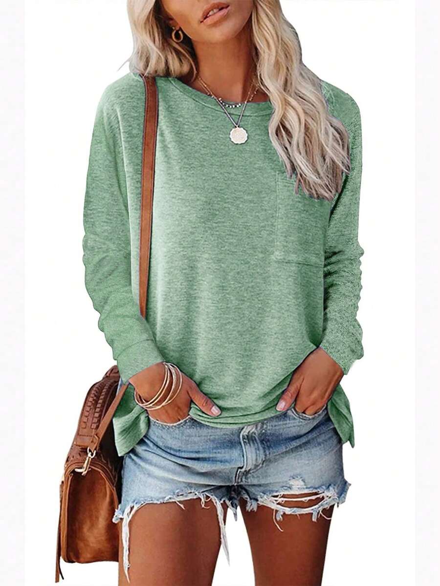 Chất rắn Vá Túi Áo thun - màu xanh lá - Xem 1