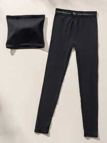 SHEIN Letter Graphic Bandeau Shapewear Set - Black - View 5