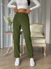 SHEIN EZwear 七分至九分長褲 - 軍綠色 - 查看 1