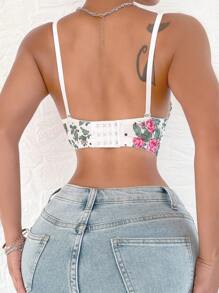 Floral Print Underwire Bra Lingerie - Multicolor - View 2