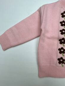 女嬰花卉圖案前紐扣開襟衫 - 粉色 - 查看 4