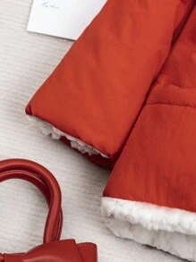 Baby Mädchen Kapuzenjacke mit Doppeltaschen, Knopfverschluss und 3D-Ohren Design für den Winter - Rot - Übersicht 5
