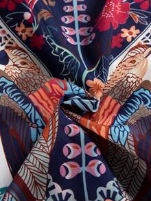 Long Sleeve Round Neck Hollow Out Floral Print Shirt - White - View 6