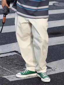 Manfinity Hypemode Men Plus Solid Drawstring Waist Loose Pants - Apricot - View 4