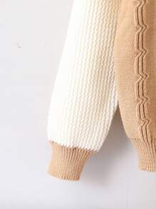 SHEIN Chica Joven Jersey de dos tonos 2 en 1 - Caqui - Ver 6