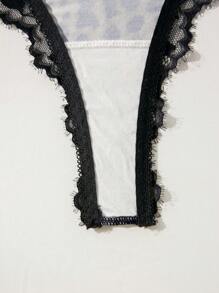 SHEIN 3pack Leopard Print Lace Trim Thong Lingerie - Multicolor - View 4