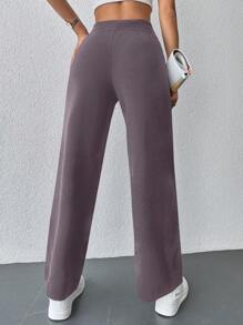 Chất rắn quần ống rộng Đan Quần - Màu Lilac Tím - Xem 2