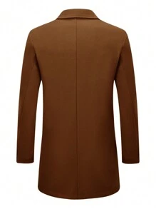Manfinity Homme 男士双排扣双口袋大衣，男士秋季大衣，Old Money - 棕色 - 查看 5