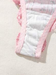 SHEIN 3pack Floral Print Lace Trim Thong Lingerie - Multicolor - View 3