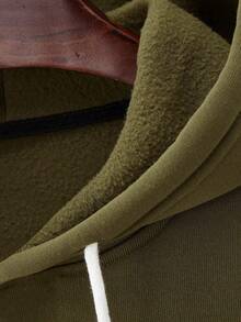 Manfinity Homme Hombres Capucha Térmica Con Cordón Y Estampado De Letra Con Pantalones Deportivos - Verde - Ver 6