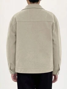 Manfinity Homme Nam Túi có nắp Thả vai Áo khoác - Màu be - Xem 2