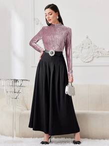 Modelyn 女士絲絨立領t恤 - 粉色 - 查看 6