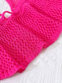 SHEIN Swim Áo choàng cổ yếm mùa hè cho nữ - Màu Hồng Tươi - Xem 3