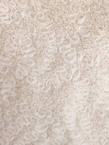 SHEIN Tween Girl Solid Button Front Teddy Coat - Beige - View 5