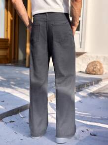 Manfinity EZcore 男士寬鬆直筒牛仔褲 - 黑色 - 查看 2