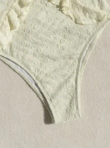 SHEIN Swim Summer Women'S Solid Color Ruffle Trim One-Piece Swimsuit - White - View 8