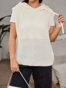 Flirla Academic Style Design Knitted Hooded Vest
