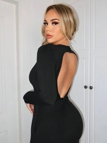 SHEIN SXY 女性連身裙 - 黑色 - 查看 5