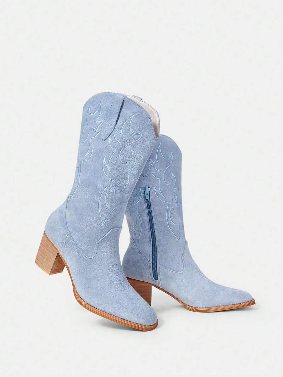 SheIn SXY Women's Mid-calf Boots - Blue - View 1