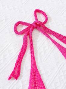 SHEIN Swim Áo choàng cổ yếm mùa hè cho nữ - Màu Hồng Tươi - Xem 4