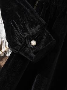 SHEIN 女童拼布彼得潘领连衣裙 - 黑色 - 查看 5