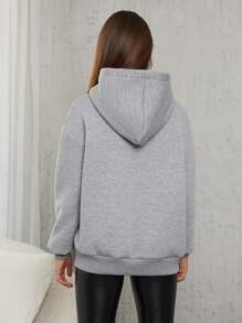 RueChic Teen Girls' Letter Printed Hoodie - Light Grey - View 2