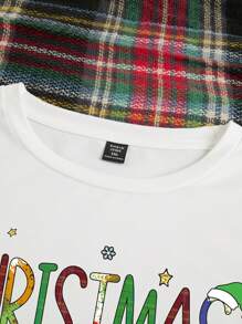 SHEIN LUNE 大碼聖誕圖案T恤 - 白色 - 查看 3