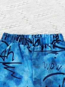 Baby Boy Letter Graphic Flap Detail Shirt & Pants - Multicolor - View 4