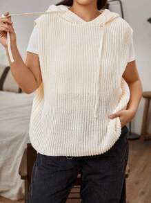 Flirla Academic Style Design Knitted Hooded Vest