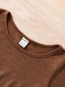 SHEIN Young Girl High Low Ruffle Trim Tee and Flare Leg Pants With Scarf - Multicolor - View 3