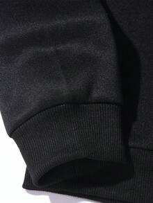 男士卡通圖案加絨內裏運動衫 - 黑色 - 查看 3