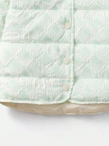 Young Boy 1pc Snap Button Up Jacquard Padded Coat - Green - View 6