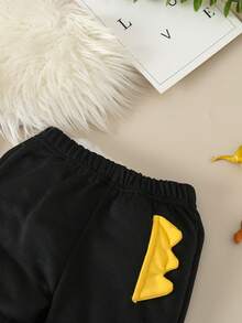 Baby Boy Dinosaur Print 3D Design Pullover & Sweatpants - Yellow - View 3