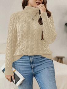 Calvaya 大碼毛衣套頭 - 杏色 - 查看 1