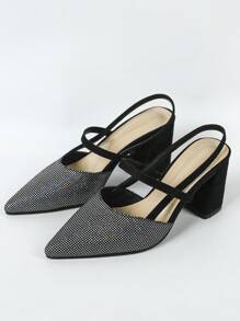 女士高跟涼鞋，華麗舒適的面料，展現優雅，適合日常穿著，度假，聖誕派對 - 黑色 - 查看 6