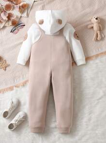 男童可愛厚休閒運動衫和背帶褲套裝秋冬 - 彩色 - 查看 2