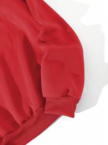 SHEIN EZwear Christmas Print Drop Shoulder Sweatshirt - Red - View 4