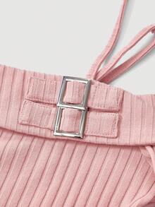 SHEIN MOD 粉色不对称领口紧身连衣裙 - 藕粉色 - 查看 3