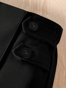 SHEIN Elladie kids Young Girl Button Detail Seam Detail Straight Leg Pants