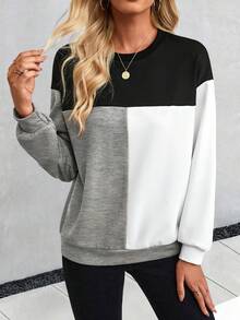 EMERY ROSE 女款拼色運動衫 - 淺灰色 - 查看 4