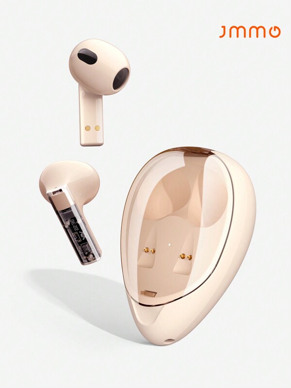 JMMO Auriculares inalámbricos 5.1 IPX4 resistentes al agua con diafragma dinámico de 8 mm para sonido estéreo profesional, auriculares inalámbricos de botón con puerto de carga USB-C, auriculares para juegos, regalo navideño