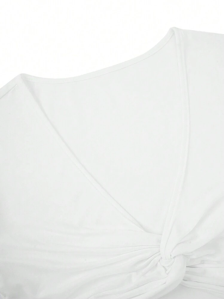 SHEIN Unity ツイストフロント クロップトップ - ホワイト - 見る 6