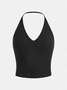 SHEIN 少女針織純色羅紋掛脖上衣 3 件套 - 彩色 - 查看 10