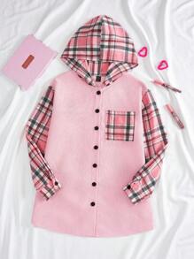 SHEIN EZwear Women Blouses Kantong Tombol Depan Plaid Casual - MultiWarna - View 1