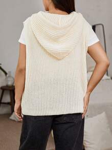 Flirla Academic Style Design Knitted Hooded Vest